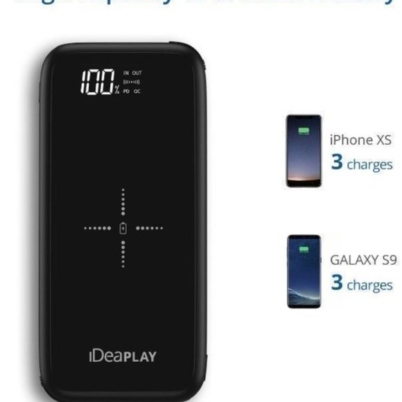 iDeaPLAY Q100P 10000mAh Rose Gold Power Bank Qi Wireless Charging USB-C Lightnin - Picture 3 of 4